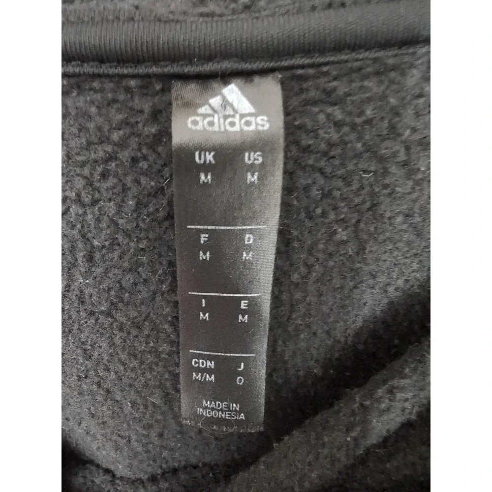 Adidas Hoodie Sweatshirt Mens M Black White Logo Athletic‎ Casual Gym Pullover